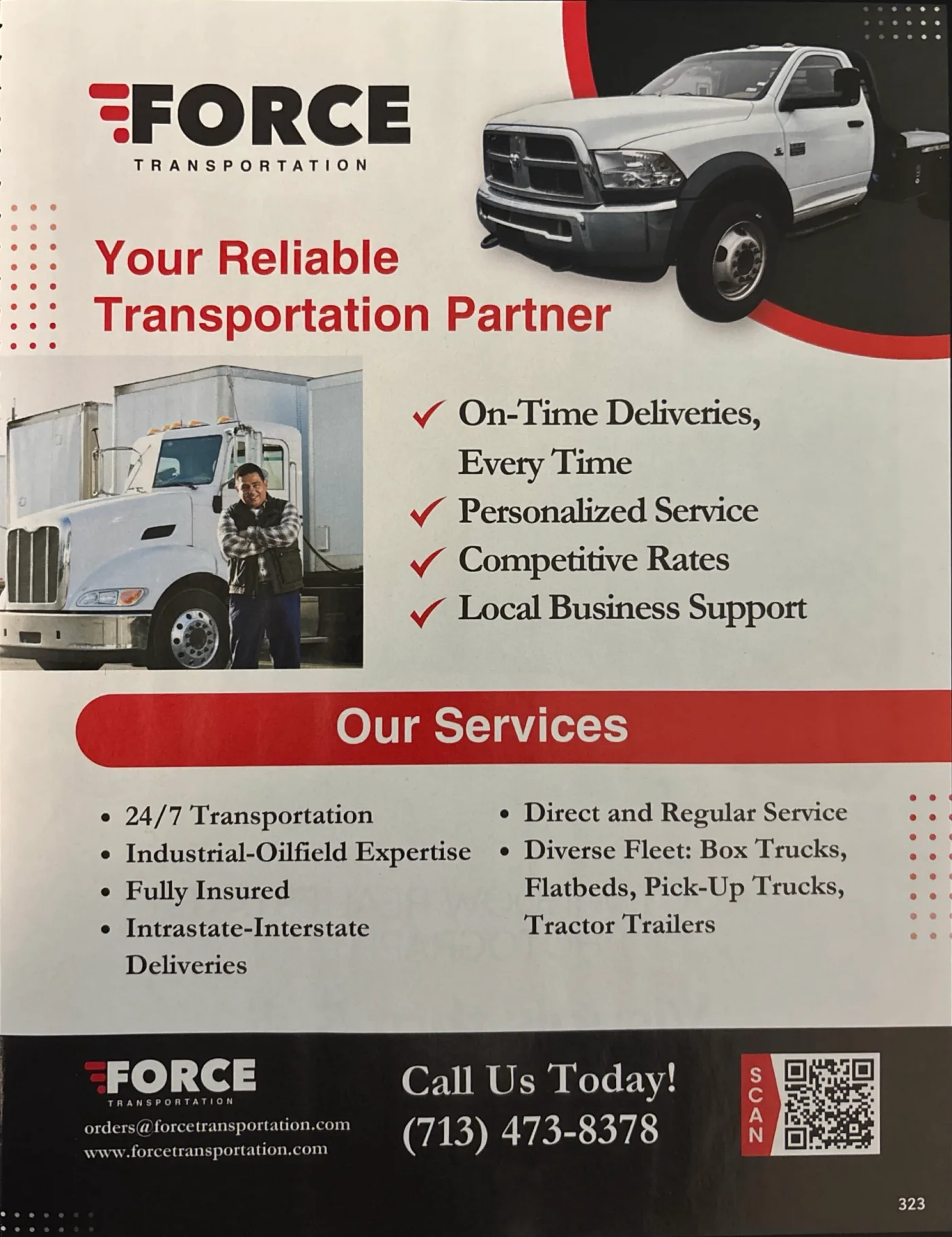 Published Force Transportation advertisement