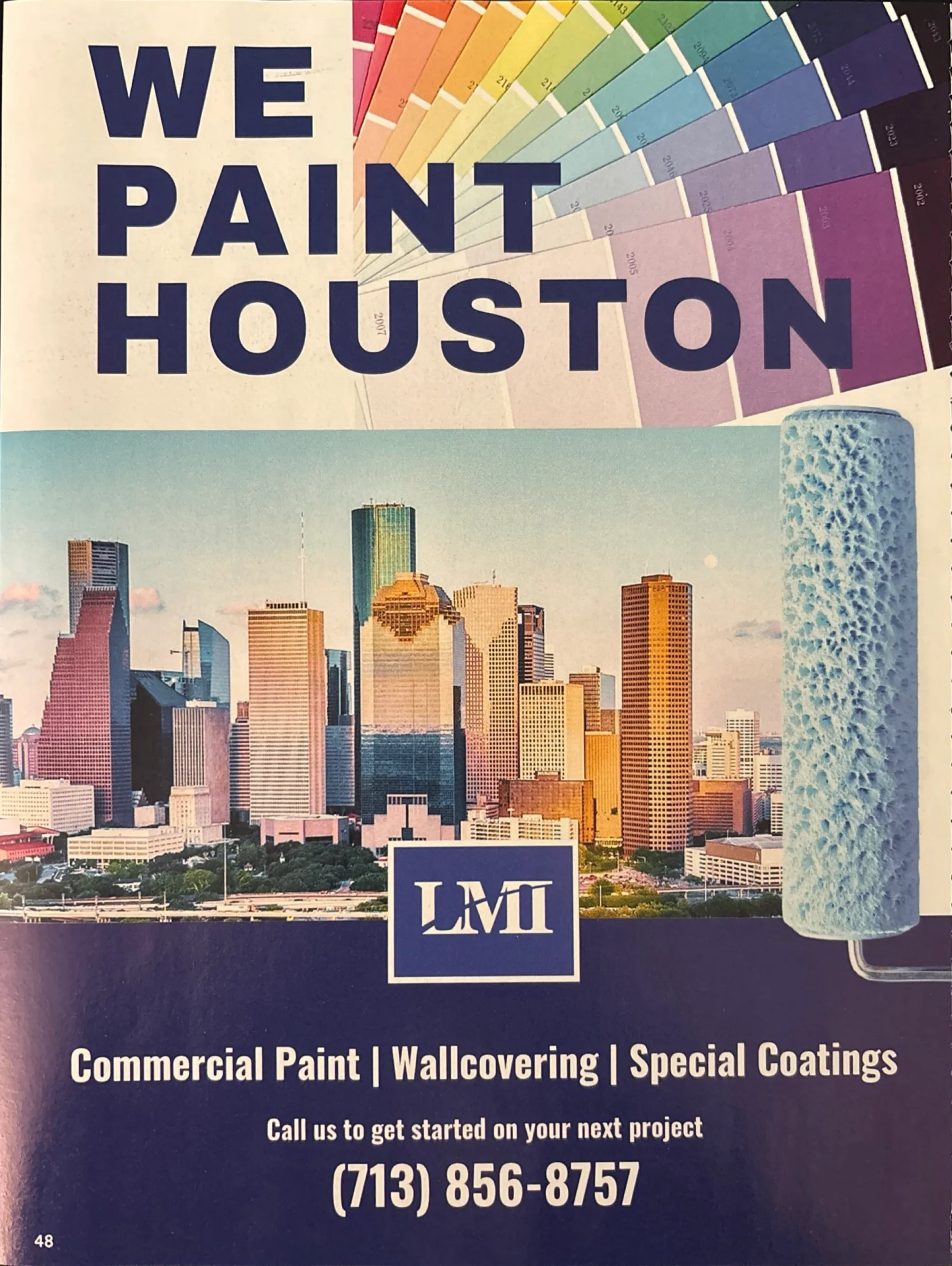 Published LMI Commercial Painting advertisement reading We Paint Houston