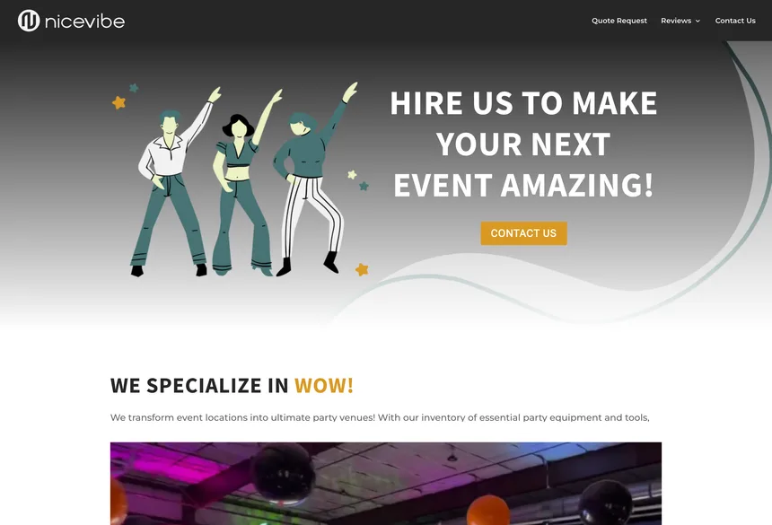 Nice Vibe Events website